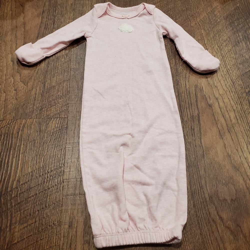 Carter Bunny Sleep Gown Baby Girl Sleeper Sleep Sack Cotton Pastel Pink White NB